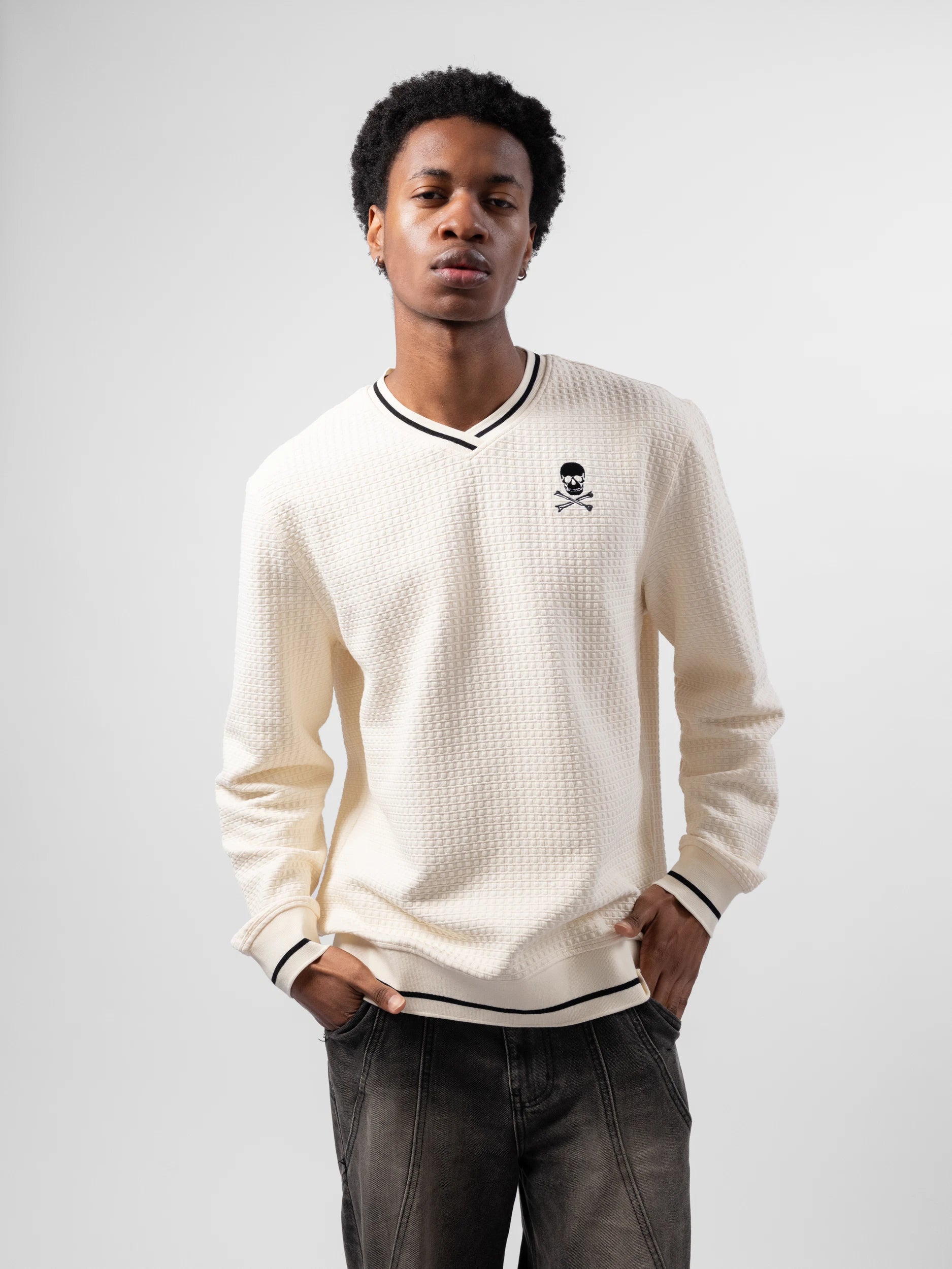 Orlando Pirates V-neck Waffle Sweatshirt White
