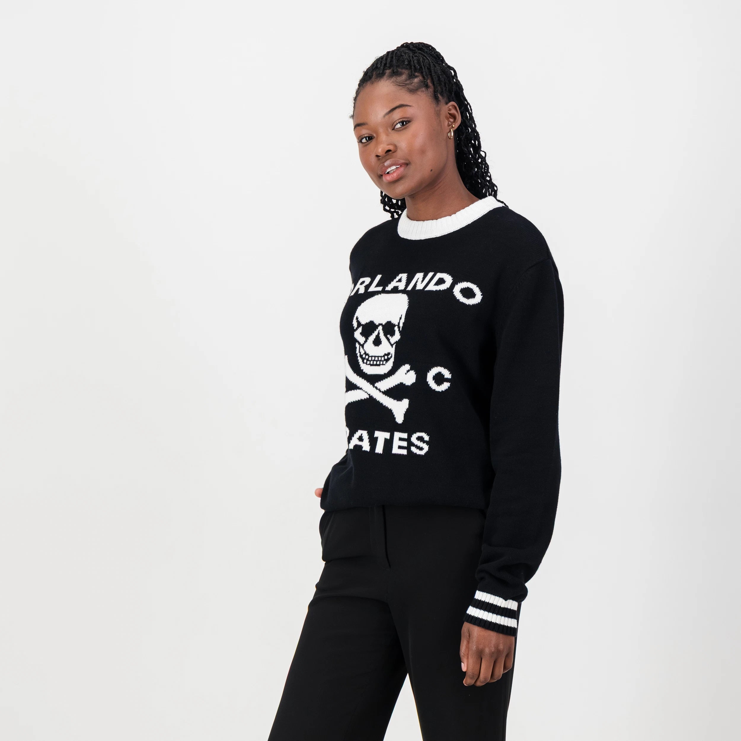 Orlando Pirates Tipped Crew Knit LS Jersey- Black