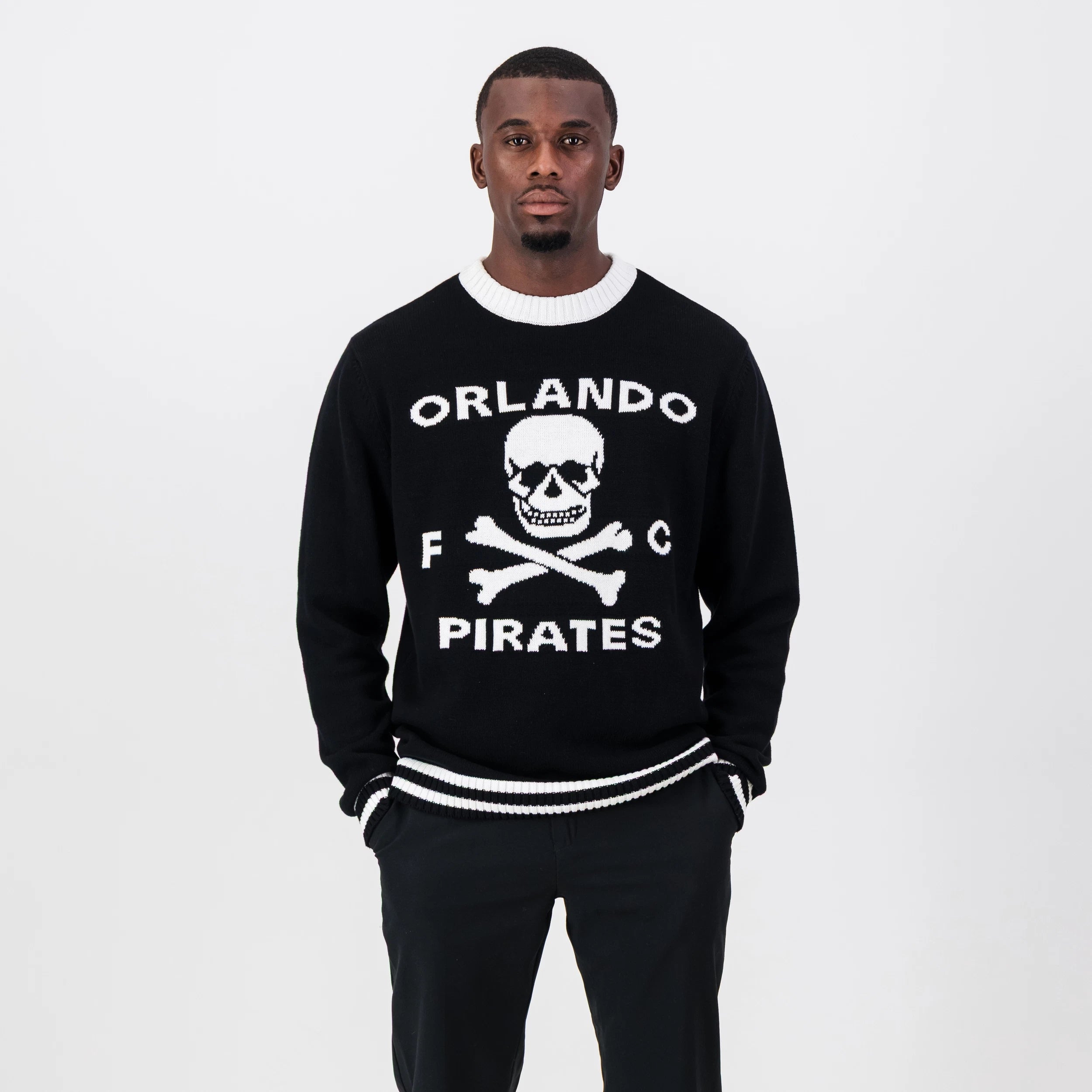Orlando Pirates Tipped Crew Knit LS Jersey- Black