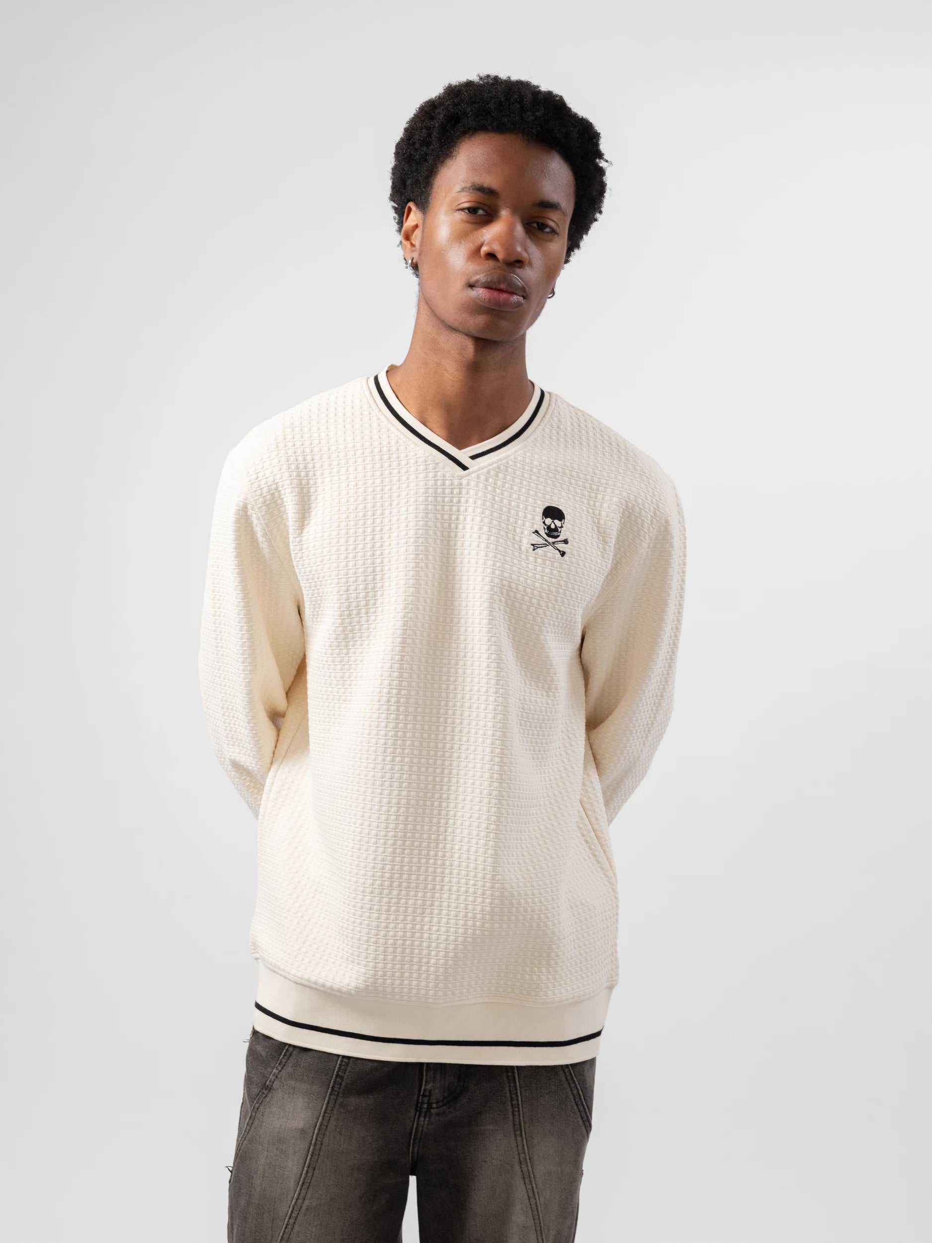 Orlando Pirates V-neck Waffle Sweatshirt White