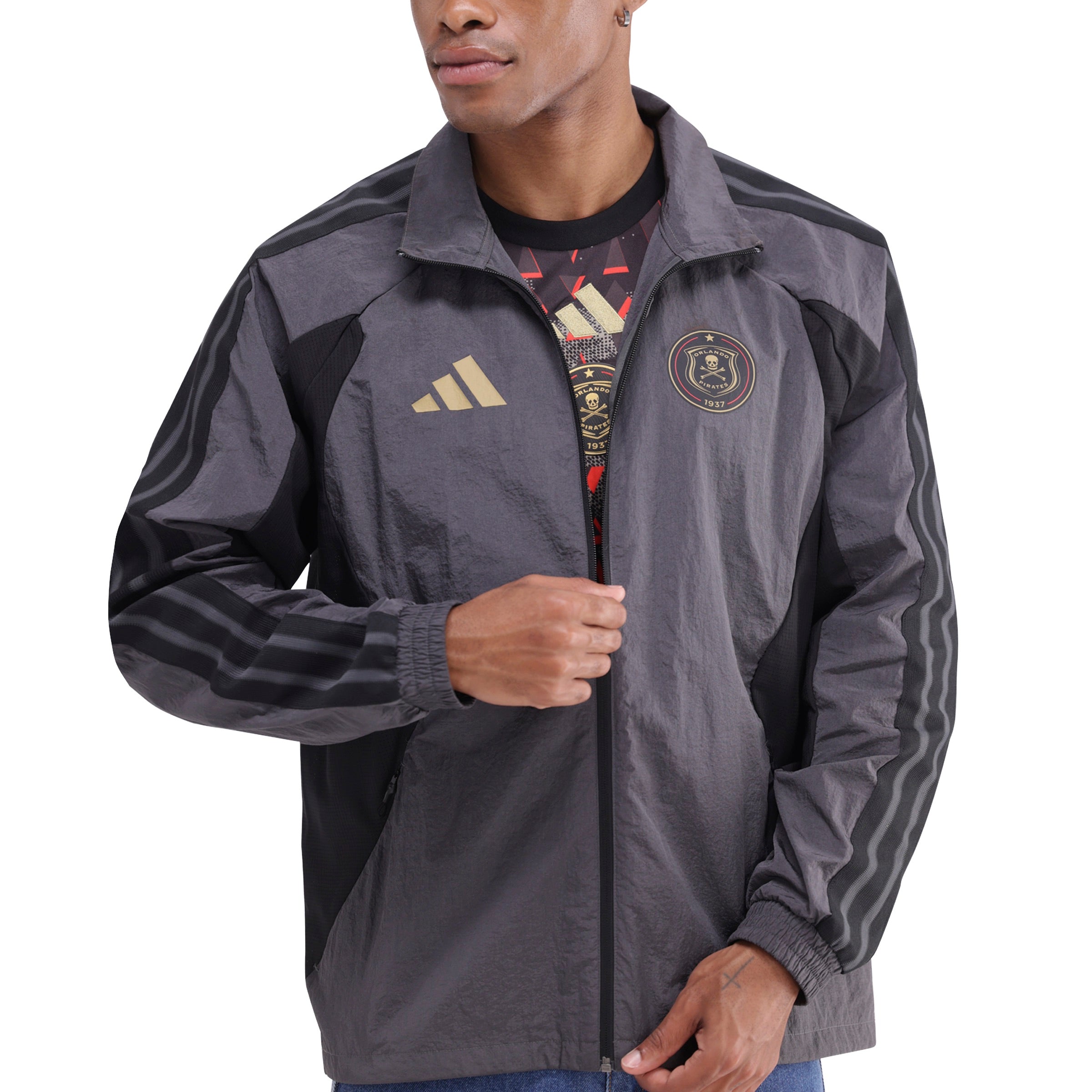 Orlando Pirates Adidas Home Anthem Jacket Grey Six