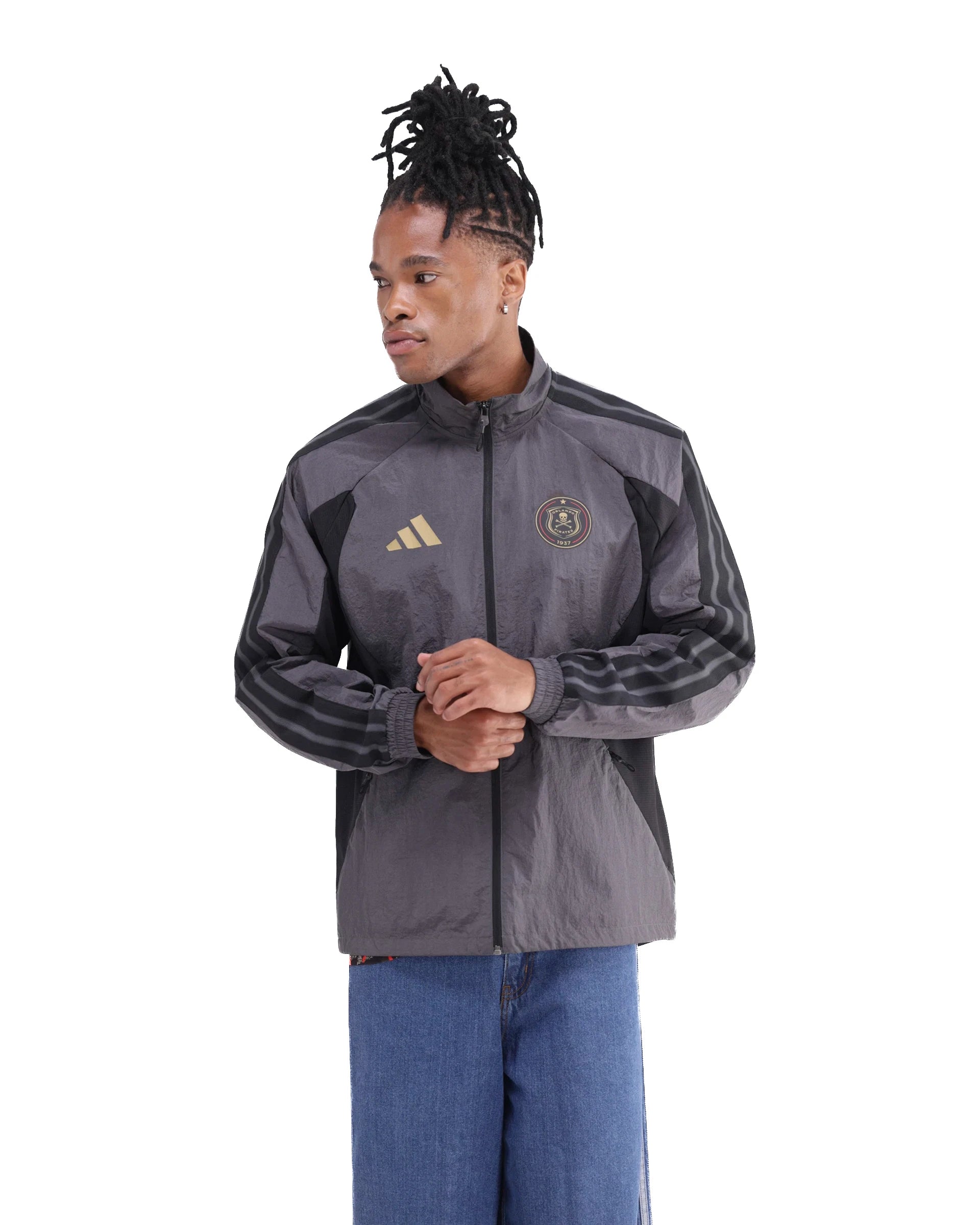 Orlando Pirates Adidas Home Anthem Jacket Grey Six