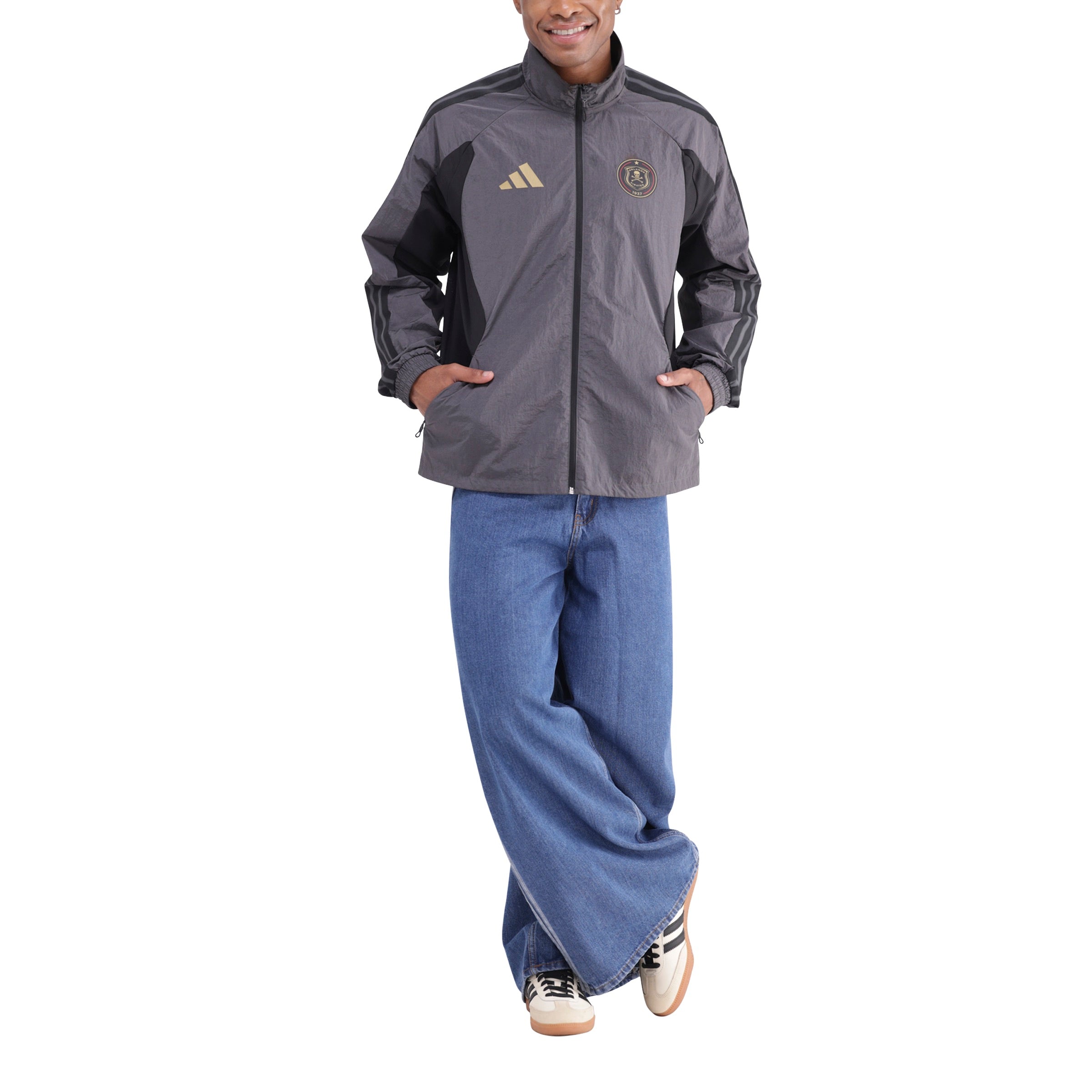 Orlando Pirates Adidas Home Anthem Jacket Grey Six
