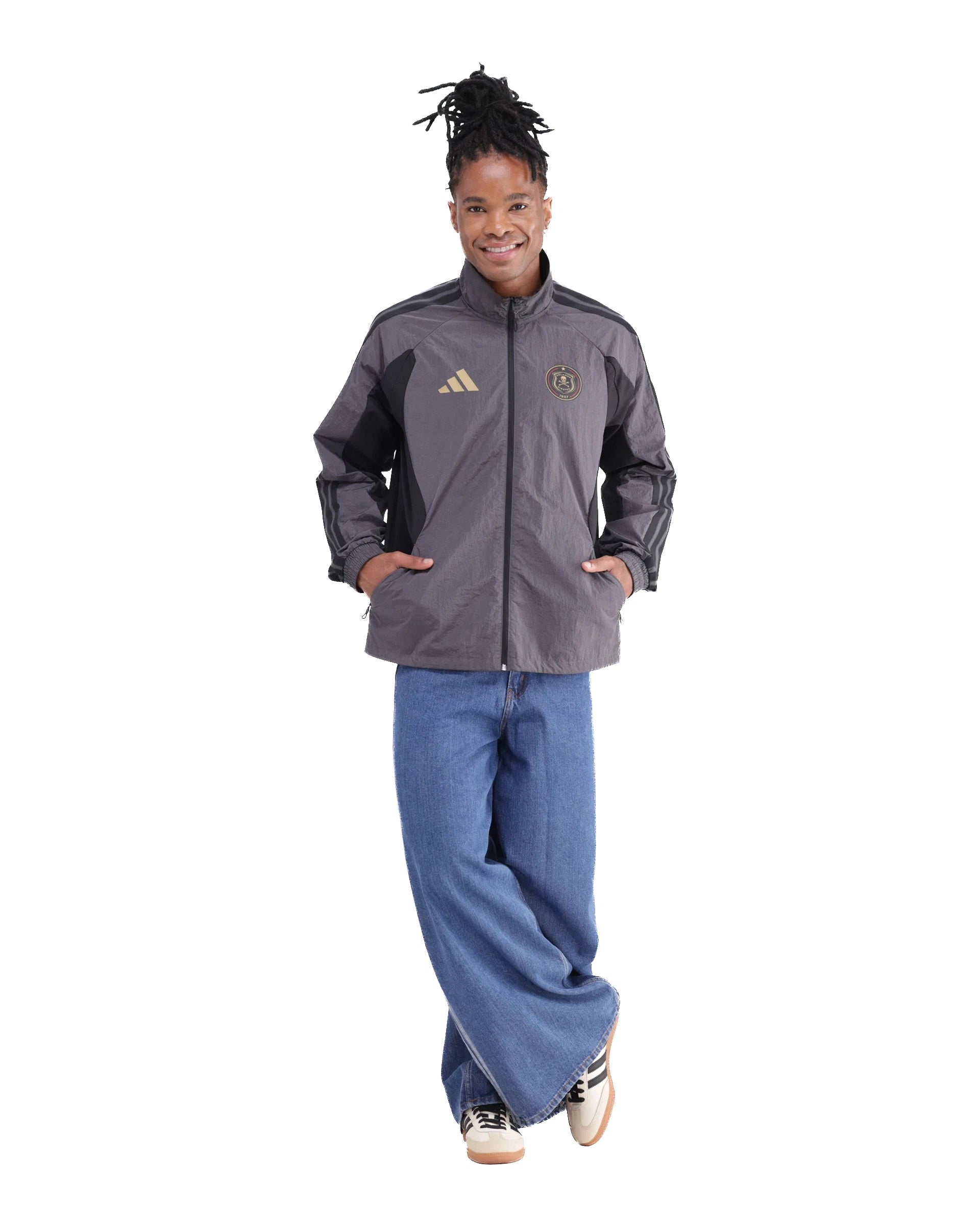 Orlando Pirates Adidas Home Anthem Jacket Grey Six