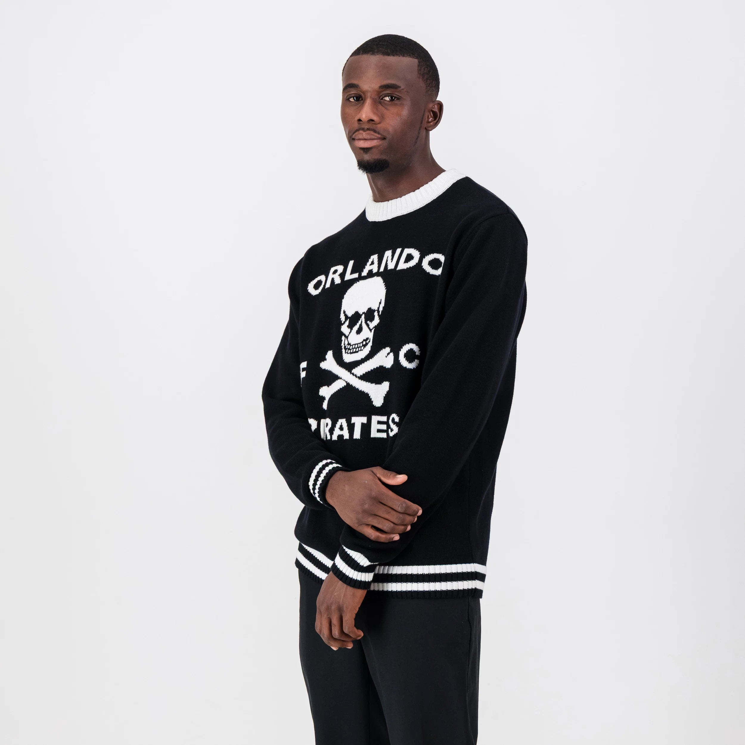 Orlando Pirates Tipped Crew Knit LS Jersey- Black